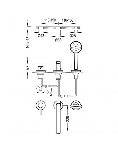 Bateria wannowa jednouchwytowa...