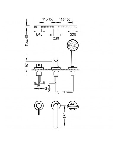 Bateria wannowa jednouchwytowa...