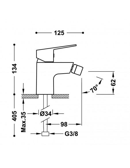 Bateria bidetowa stojąca z automatycznym spustem TRES BASE 21512010DA