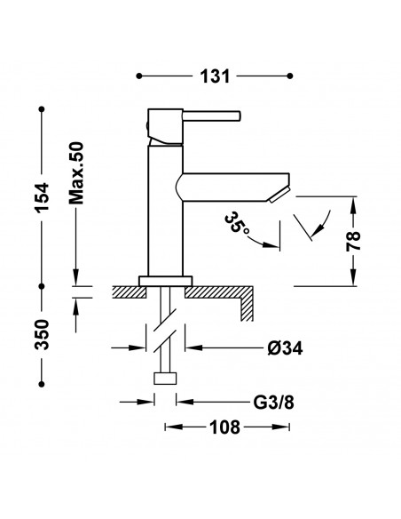 Bateria umywalkowa stojąca TRES BASE 06260301