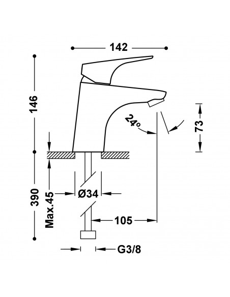 Bateria jednouchwytowa umywalkowa stojąca TRES CANIGO 21710303