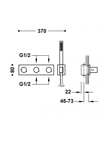 Zestaw baterii termostatycznej podtynkowej 4-drożnej TRES - B-System 30735401