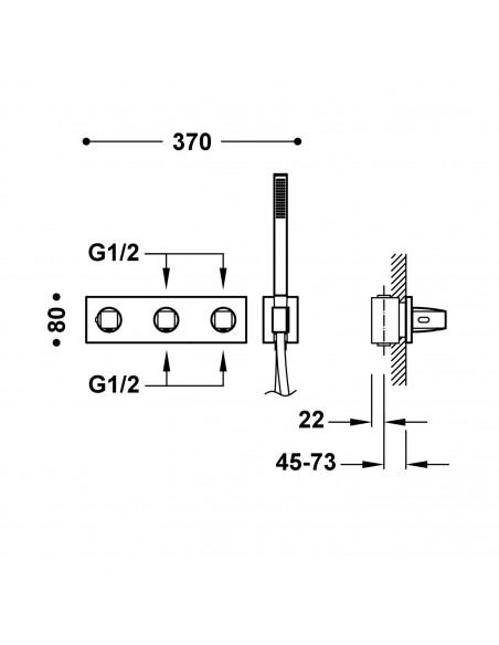 Zestaw baterii termostatycznej podtynkowej 4-drożnej TRES - B-System 30725401