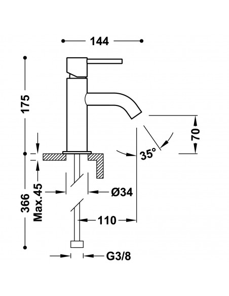 Bateria umywalkowa stojąca TRES - STUDY 26290301KMB