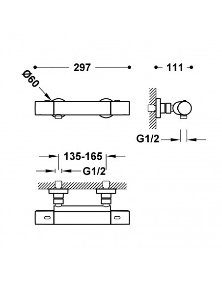 Bateria termostatyczna naścienna prysznicowa Tres Over-wall 19016401