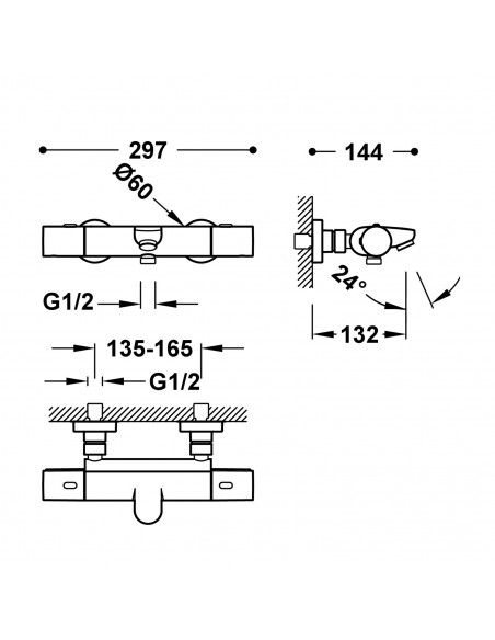 Bateria termostatyczna naścienna wannowa Tres Over-wall 19017401