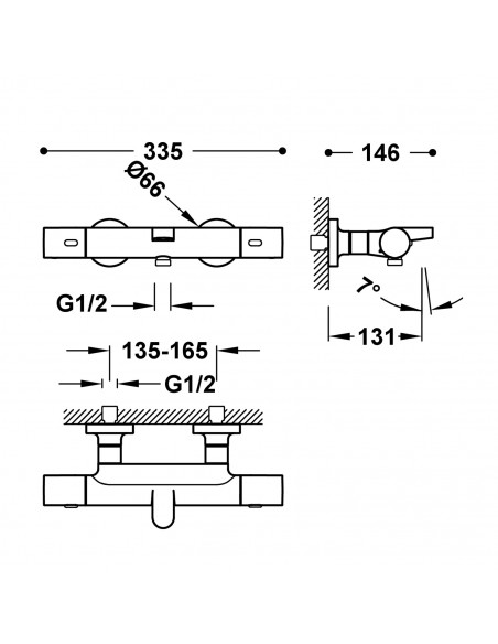 Bateria termostatyczna naścienna wannowa Tres Over-wall 19017402