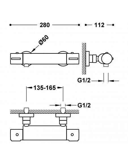 Bateria termostatyczna naścienna prysznicowa Tres Over-wall 21716401