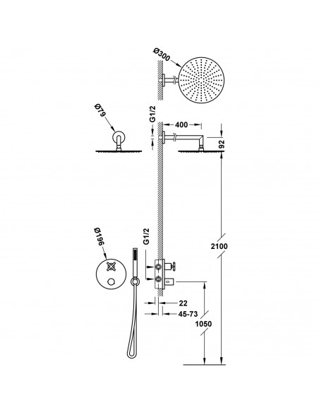 Zestaw baterii prysznicowej termostatycznej podtynkowej 2-drożnej TRES - THERM-BOX 28325002