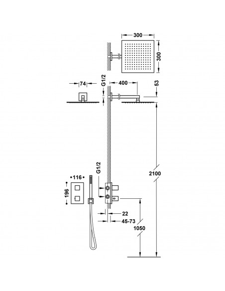 Zestaw baterii prysznicowej termostatycznej podtynkowej 2-drożnej TRES - THERM-BOX 00625004