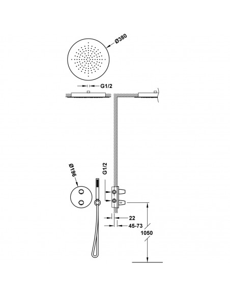 Zestaw baterii prysznicowej termostatycznej podtynkowej 2-drożnej TRES - THERM-BOX 28125005