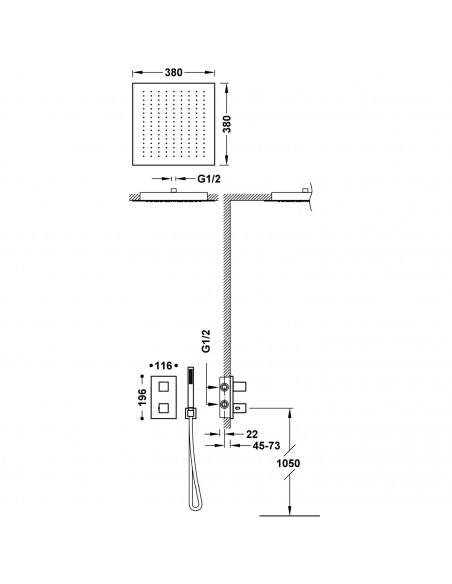 Zestaw baterii prysznicowej termostatycznej podtynkowej 2-drożnej TRES - THERM-BOX 00625005
