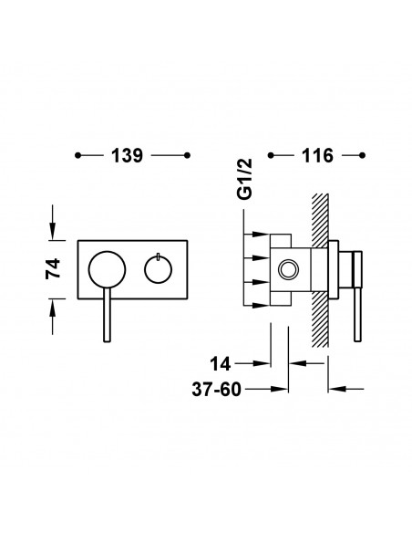 Bateria jednouchwytowa prysznicowa podtynkowa 3-drożna TRES 3V 21027399