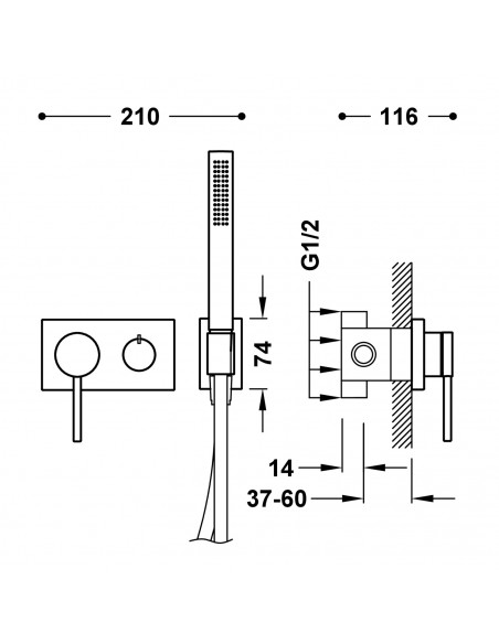 Bateria jednouchwytowa prysznicowa podtynkowa 3-drożna TRES 3V 21027391
