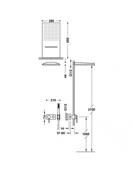Bateria jednouchwytowa prysznicowa podtynkowa 3-drożna TRES 3V 21027301