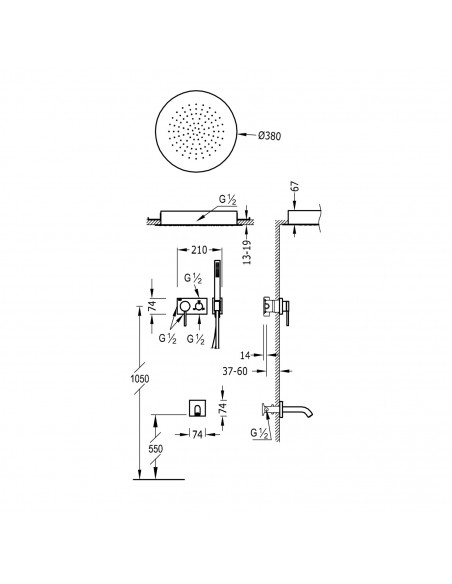Bateria jednouchwytowa prysznicowa podtynkowa 3-drożna TRES 3V 21027311
