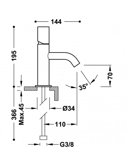 Bateria umywalkowa stojąca TRES - STUDY 26190301KMB