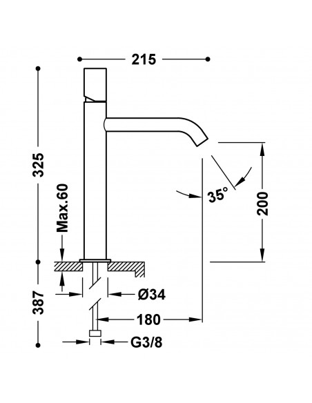 Bateria umywalkowa wysoka stojąca TRES - STUDY 26130701KMB