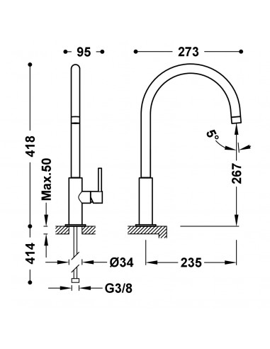 Bateria umywalkowa stojąca wysoka XXL...