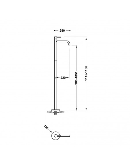 Bateria umywalkowa stojąca wysoka z przyłączem w podłodze TRES - STUDY 26285305KMB