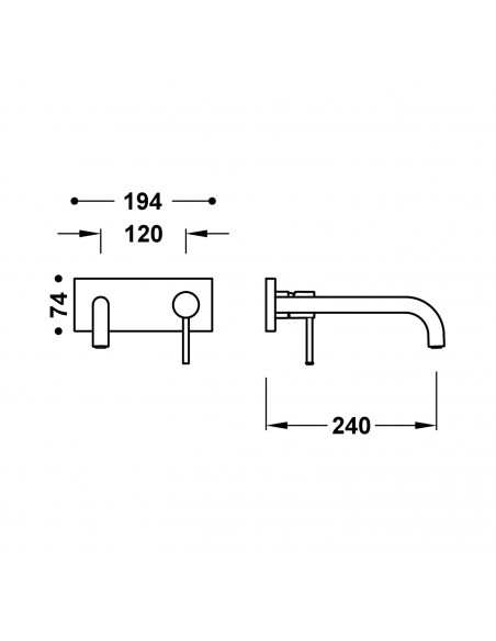 Elementy zewnętrzne do podtynkowego korpusu baterii umywalkowej TRES - STUDY 26230032KMB