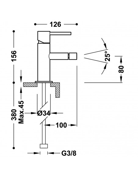 Bateria jednouchwytowa bidetowa TRES - STUDY 06212001KMB