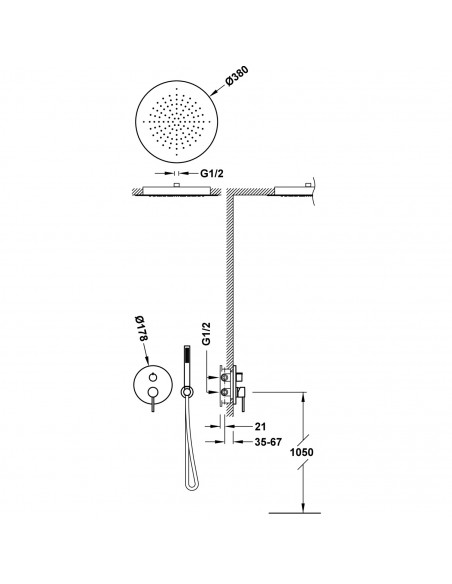 Zestaw baterii jednouchwytowej podtynkowej 2-drożnej Rapid-box prysznicowej TRES - STUDY 26228005KMB