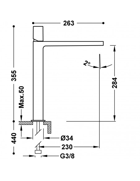 Bateria umywalkowa stojąca TRES - PROJECT XXL 21180302KMB