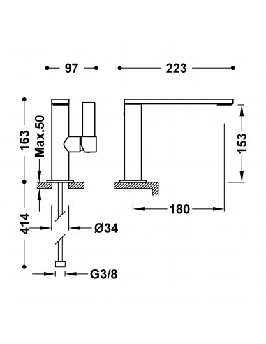 Bateria umywalkowa stojąca z boczną...