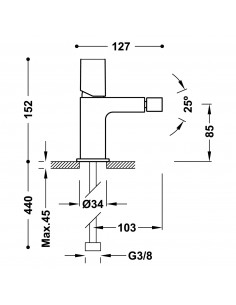 Bateria bidetowa TRES -... 2