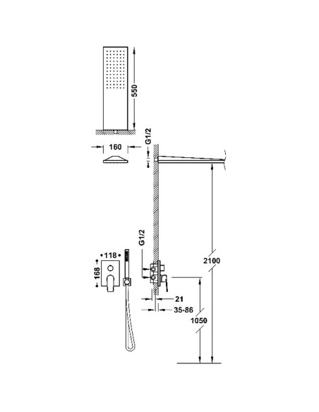 Zestaw baterii jednouchwytowej podtynkowej 2-drożnej Rapid-box prysznicowej TRES - PROJECT 21128005KMB