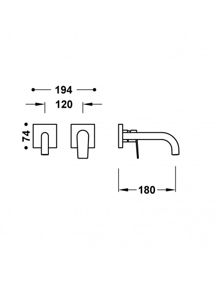 Elementy zewnętrzne do podtynkowego korpusu baterii umywalkowej TRES - PROJECT 21130021KMB