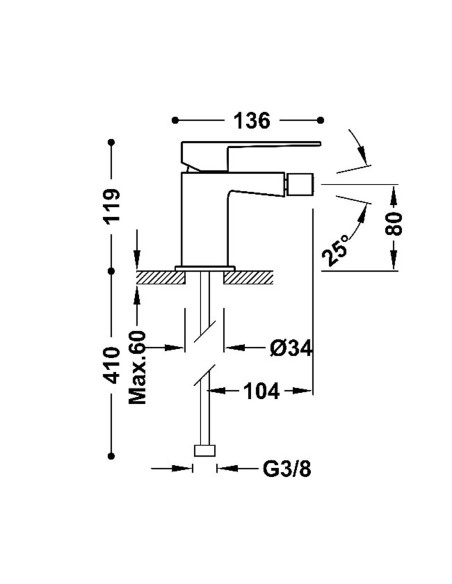 Bateria bidetowa stojąca TRES - SLIM 20212001KMB