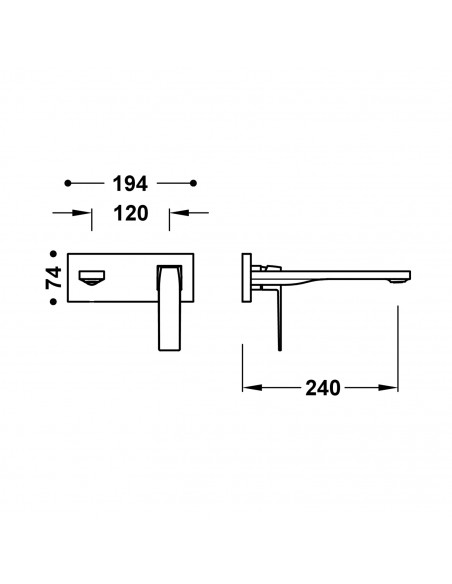 Elementy zewnętrzne do podtynkowego korpusu baterii umywalkowej TRES - SLIM 20230032