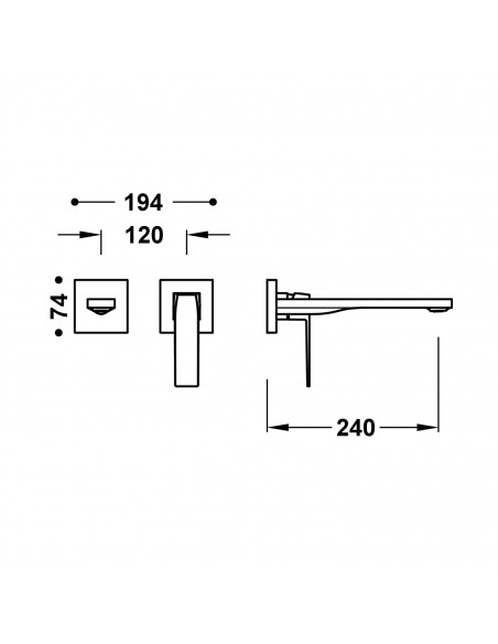 Elementy zewnętrzne do podtynkowego korpusu baterii umywalkowej TRES - SLIM 20230022