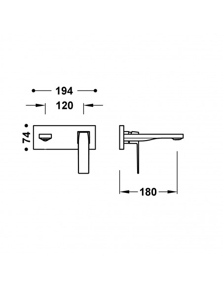 Elementy zewnętrzne do podtynkowego korpusu baterii umywalkowej TRES - SLIM 20230031KMB