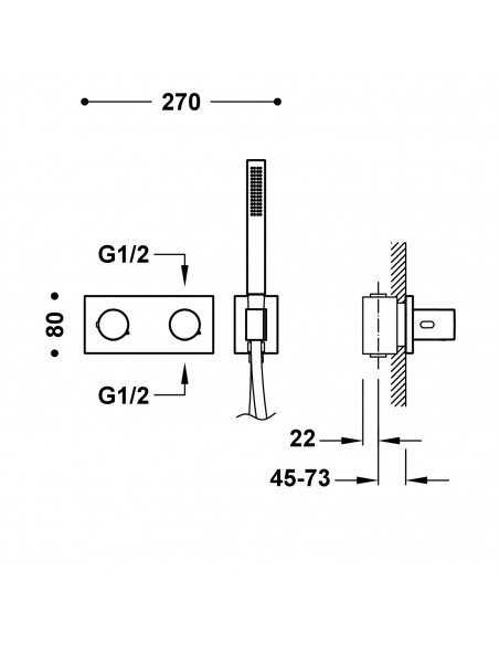 Zestaw baterii termostatycznej podtynkowej 2-drożnej TRES - B-System 30735201KMB