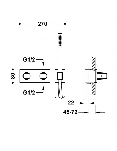 Zestaw baterii termostatycznej podtynkowej 2-drożnej TRES - B-System 30725201