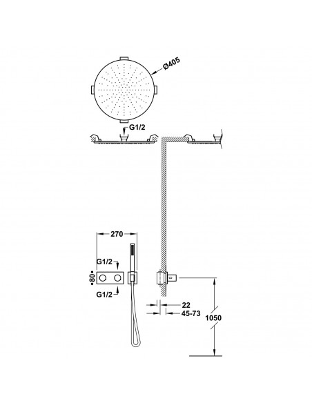 Zestaw baterii termostatycznej podtynkowej 2-drożnej prysznicowej TRES - B-System 30735206KMB