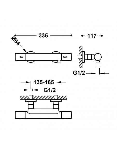 Bateria termostatyczna naścienna prysznicowa Tres Over-wall 19016429KMB