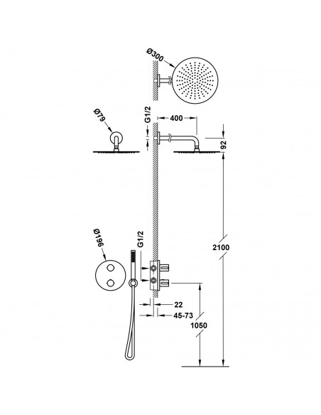 Zestaw baterii prysznicowej termostatycznej podtynkowej 2-drożnej TRES - THERM-BOX 26225004KMB
