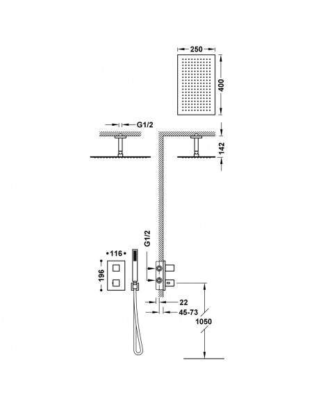 Zestaw baterii prysznicowej termostatycznej podtynkowej 2-drożnej TRES - THERM-BOX 20225053KMB