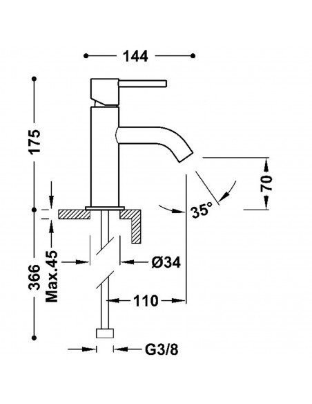 Bateria umywalkowa stojąca TRES - STUDY 26290301OM