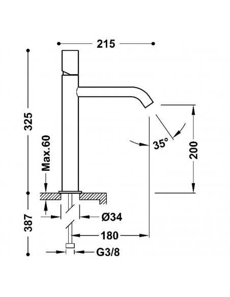 Bateria umywalkowa wysoka stojąca TRES - STUDY 26130701OM