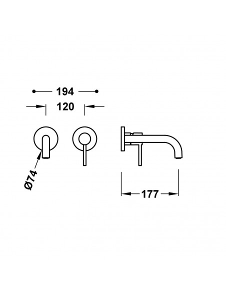 Elementy zewnętrzne do podtynkowego korpusu baterii umywalkowej TRES - STUDY 26230021OM