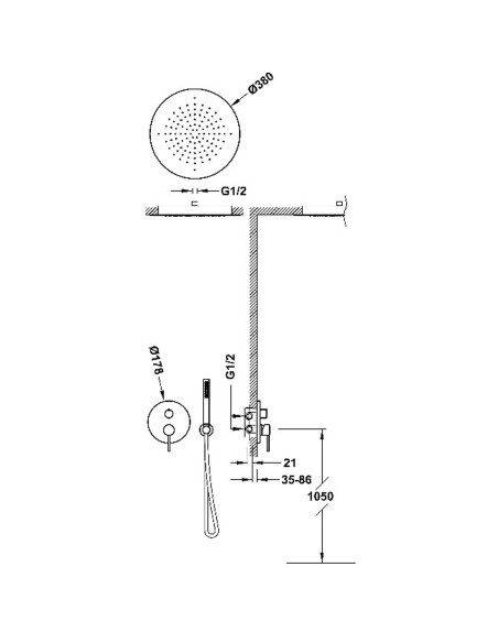 Zestaw baterii jednouchwytowej podtynkowej 2-drożnej Rapid-box prysznicowej TRES - STUDY 26228005OM