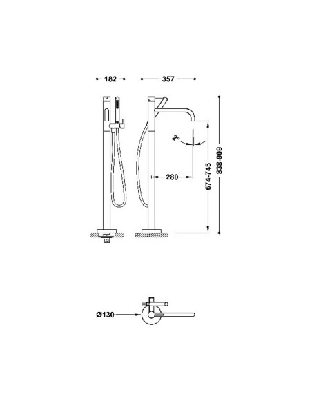 Bateria jednouchwytowa wolnostojąca wannowa TRES - STUDY 26247005OM