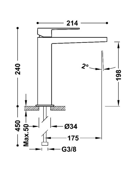 Bateria umywalkowa stojąca wysoka TRES - SLIM 20210303OM