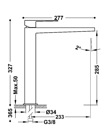 Bateria umywalkowa stojąca wysoka XXL TRES - SLIM 20210305OM