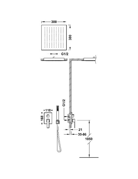 Zestaw baterii jednouchwytowej podtynkowej prysznicowej 2-drożnej Rapid-box TRES - SLIM 20228006OM